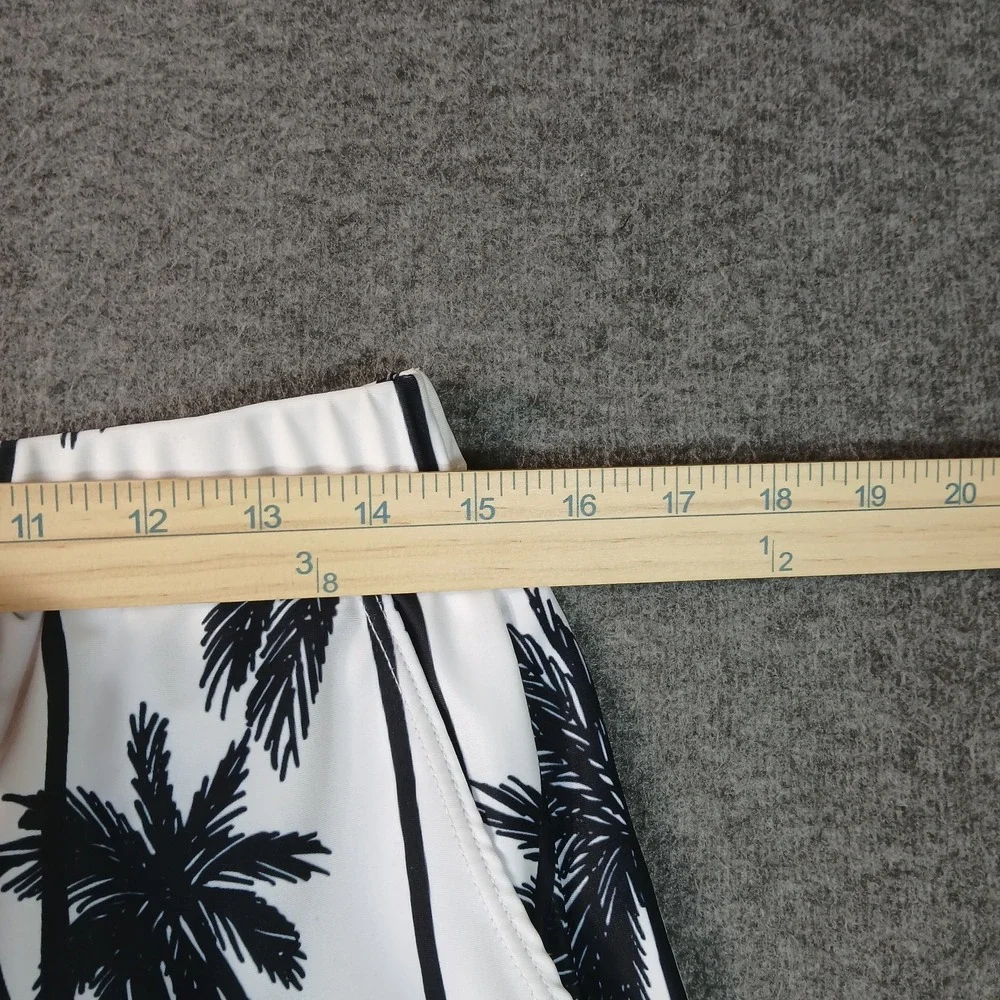 PatPat‎ Men's Size Large White Black Palm Tree Pattern Beach Board Shorts
